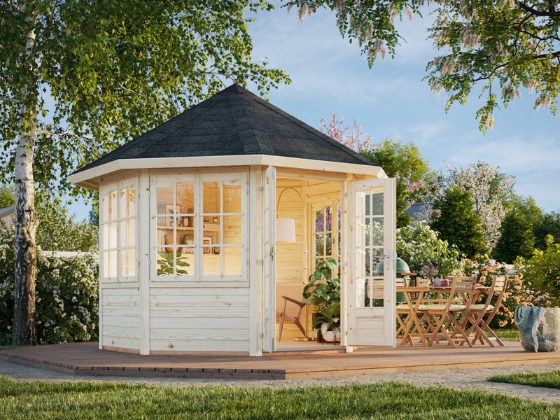 Pavillon de jardin Veronica 4 6,7 m2 en bois 28 mm Naturel