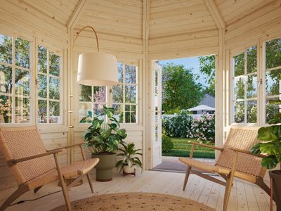 Pavillon de jardin VERONICA 4 6,7 m2 en bois 28 mm Naturel
