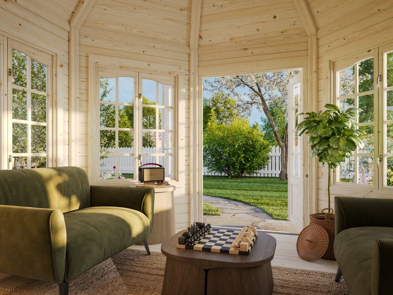 Pavillon de jardin VERONICA 4 9,2 m2 en bois 34 mm Naturel