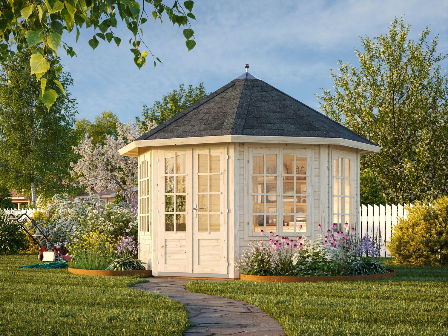 Pavillon de jardin Veronica 4 9,2 m2 en bois 34 mm Naturel