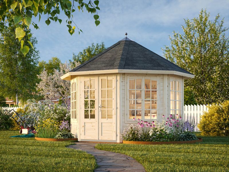 Pavillon de jardin Veronica 4 9,2 m2 en bois 34 mm Naturel