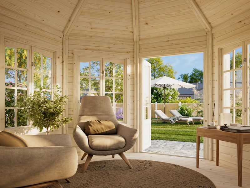 Pavillon de jardin VERONICA 7 9,2 m2 en bois 34 mm Naturel