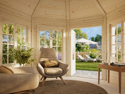 Pavillon de jardin VERONICA 7 9,2 m2 en bois 34 mm Naturel