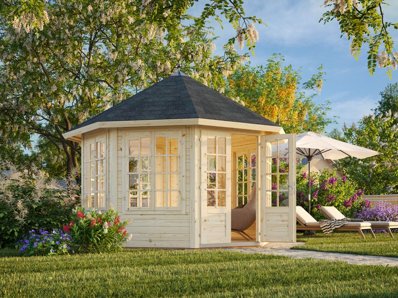 Pavillon de jardin Veronica 7 9,2 m2 en bois 34 mm Naturel