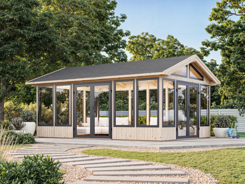 Pavillon de jardin Isabella 22.2 m2 avec portes et fenêtres en aluminium traité au choix