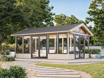 Pavillon de jardin Isabella 22.2 m2 avec portes et fenêtres en aluminium traité au choix