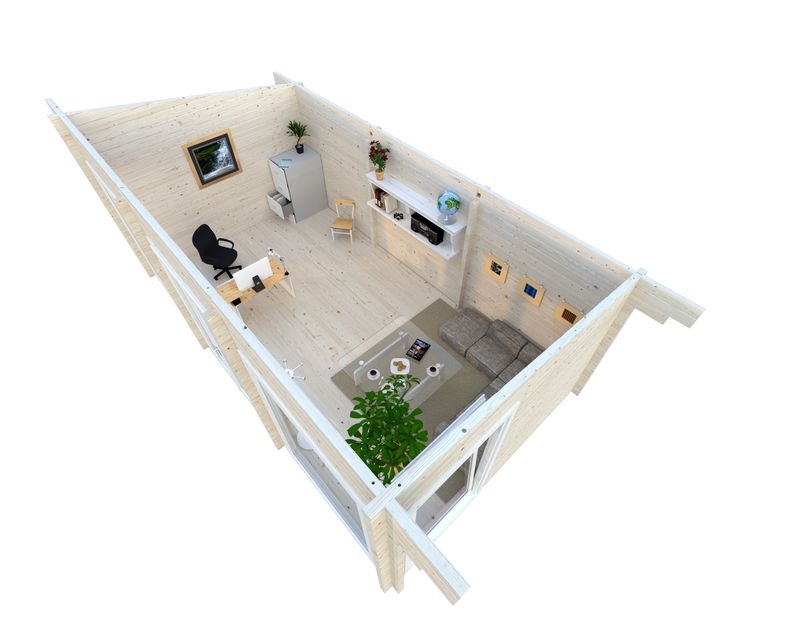 Abri de jardin toit plat Heidi 19,7 m2 en bois 70 mm avec plancher traité Naturel