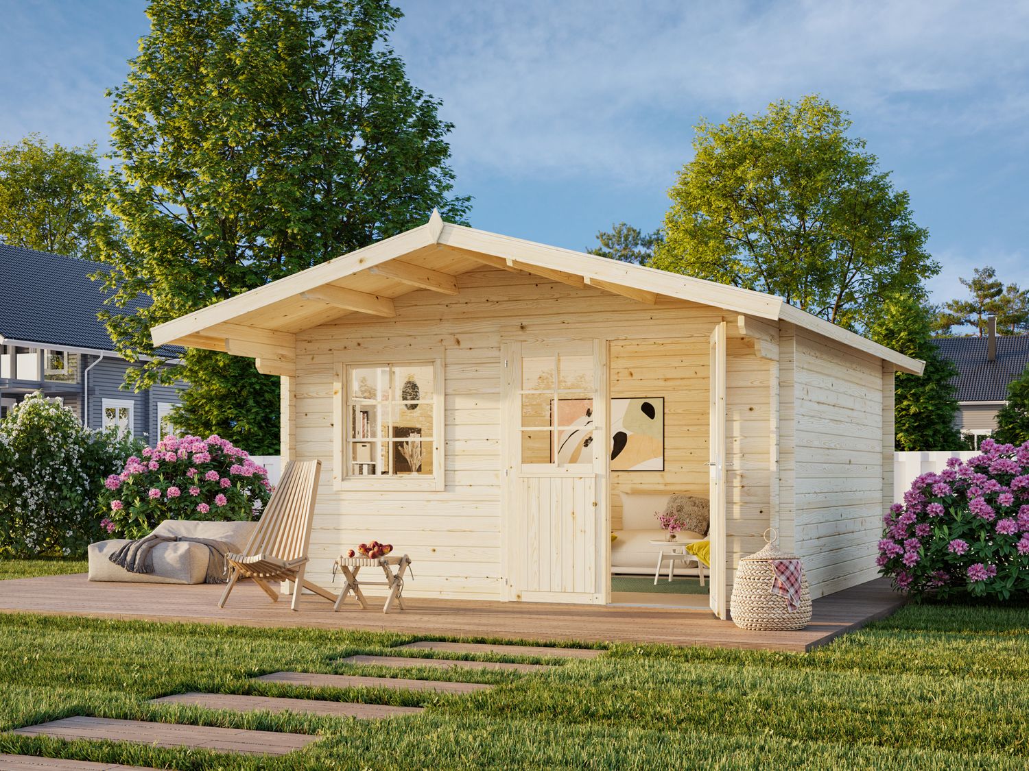 Abri de jardin Britta 14,6 m2 en bois 40 mm traité au choix