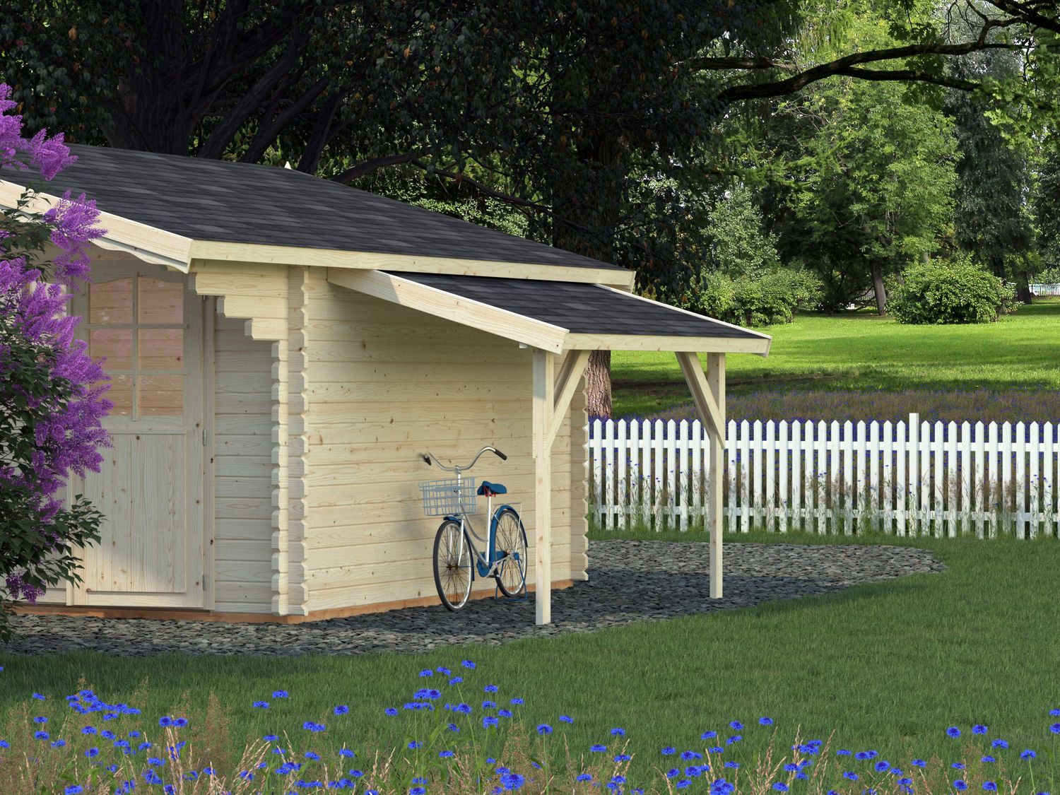 Auvent abri de jardin en bois