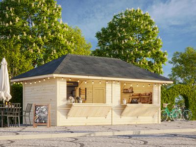 Pavillon Kiosque Connect Bianca 16.6 m2 Set 111 en bois 28 mm au choix