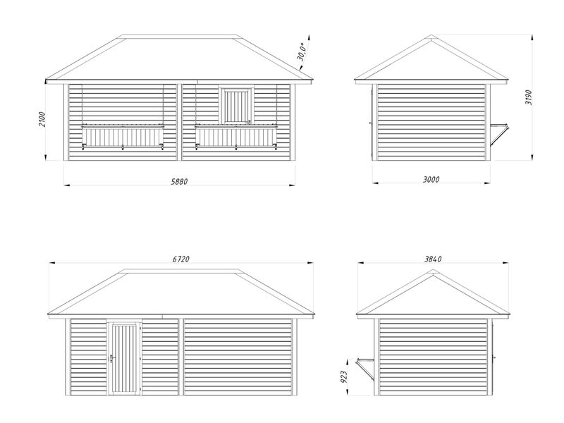 KIOSQUE Connect Bianca 16.6 m2 Set 111 en bois 28 mm traité au choix