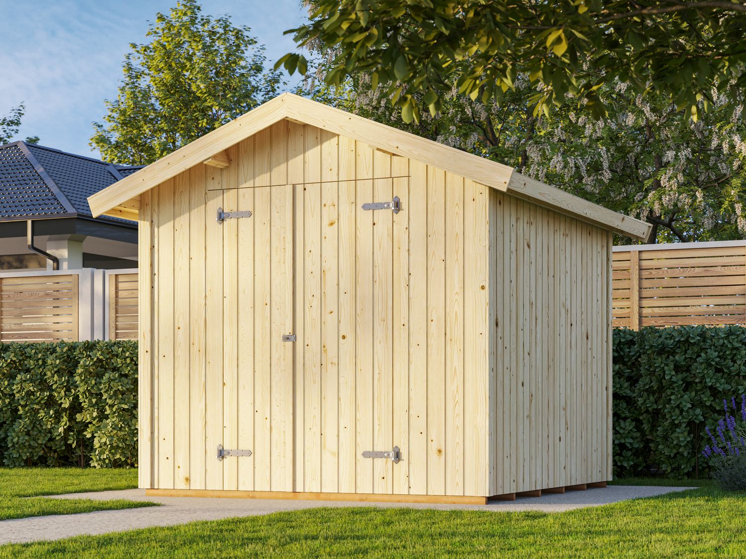 Abri de Rangement en bois Nils 5.4 m2 panneaux préfabriqués traité au choix