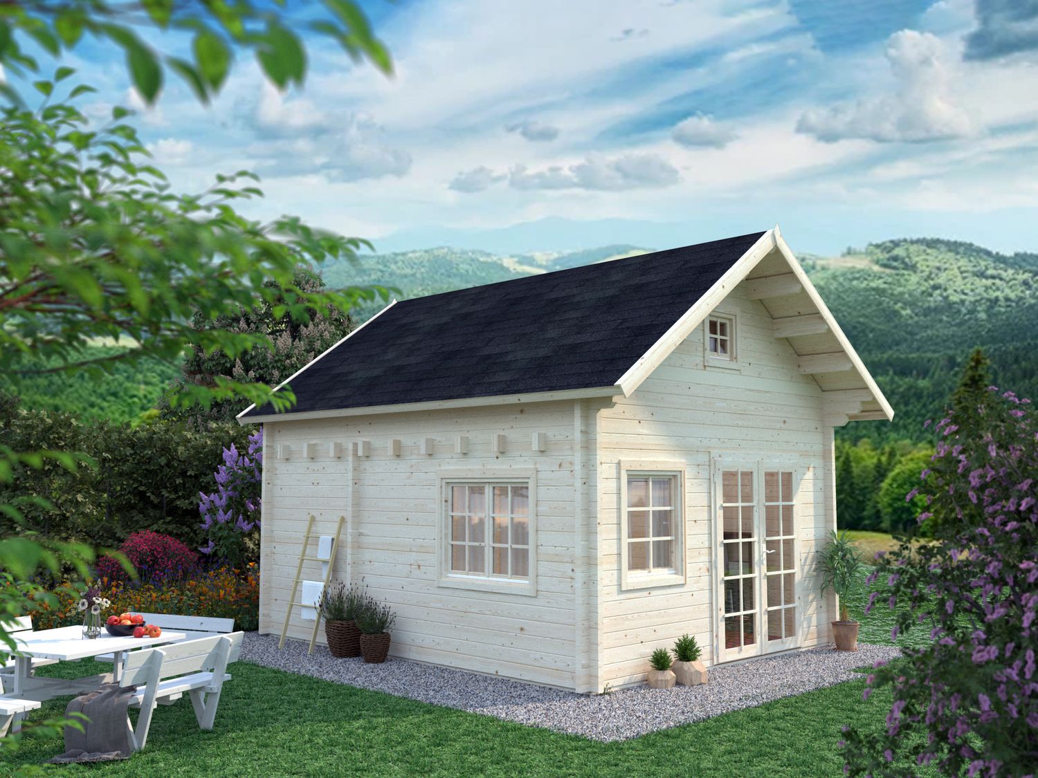 Chalet de loisirs Kendra 18,4 m2 en bois 70 mm Naturel