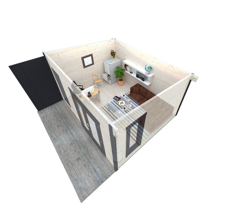 Chalet Grace 14,5 m2 en bois 56 mm avec plancer traité au choix