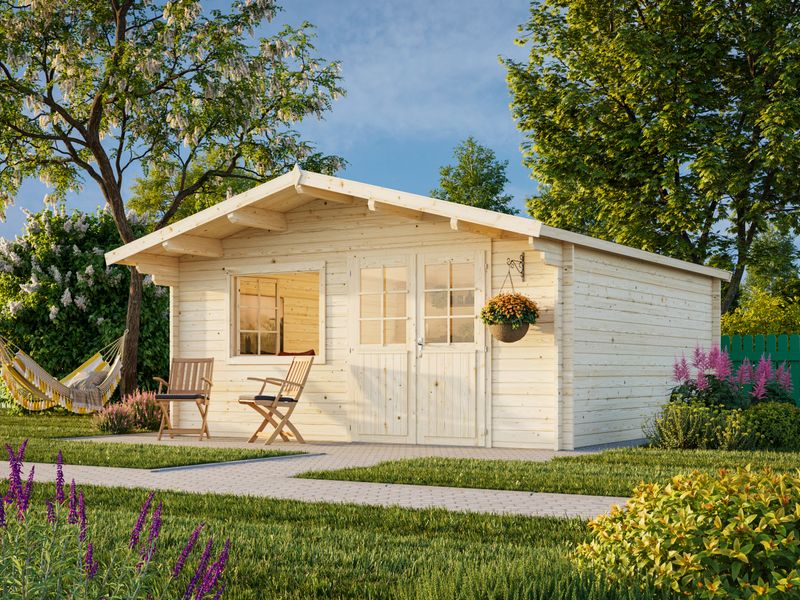 Abri de jardin deux pentes Britta 22.3 m2 en bois 40mm traité au choix