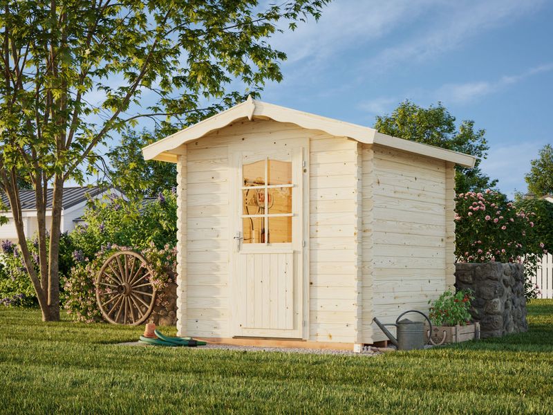 Chalet de jardin deux pentes Vivian 3,8 m2 en bois 28 mm avec plancher traité au choix