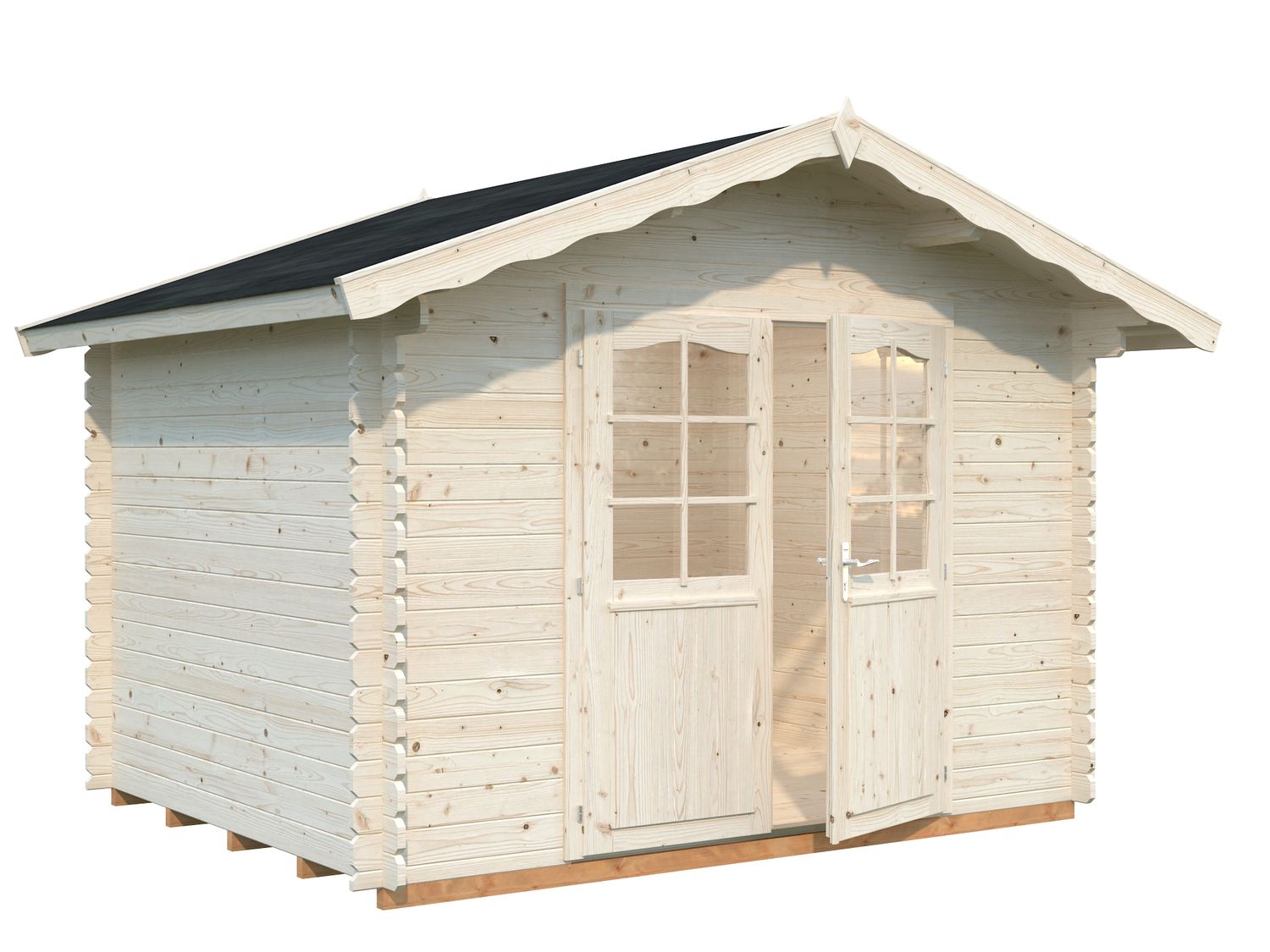 Chalet de jardin deux pentes Vivian 6,9 m2 en bois 28mm avec plancher au choix, Options de traitement: Naturel