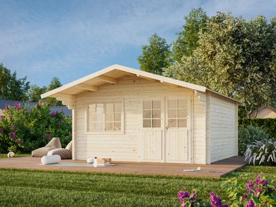 Abri de rangement deux pentes Britta 17,5 m2 en bois 40mm traité au choix