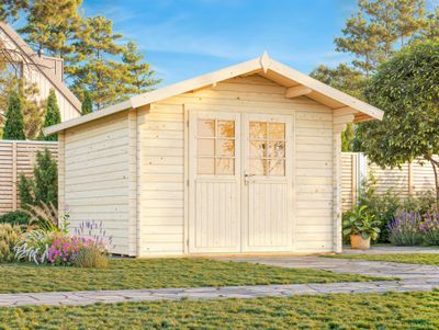 Chalet de jardin toit deux pentes Sally 10,2 m2 en bois 44 mm au choix