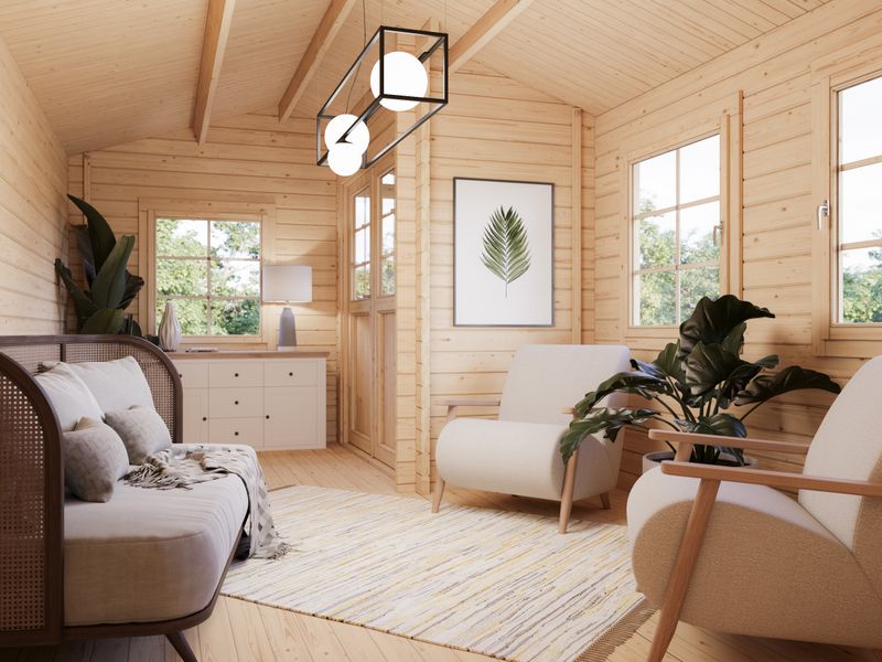 Chalet de jardin toit deux pentes Susanna 12,4 m2  en bois 44 mm au choix