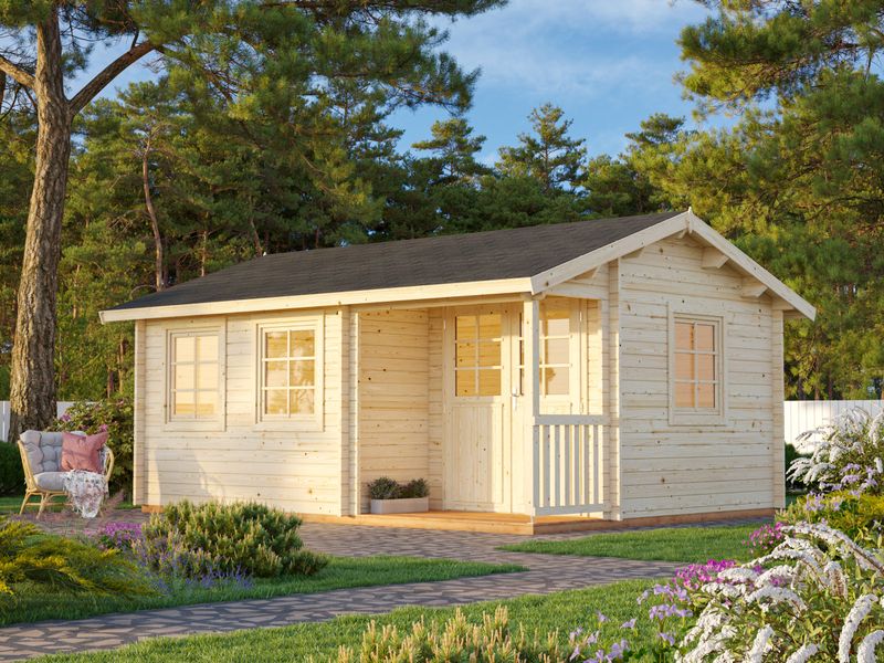 Chalet de jardin toit deux pentes Susanna 16,4 m2  en bois 44 mm