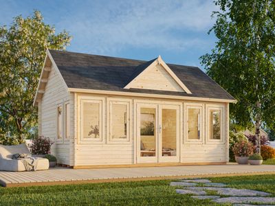 Chalet de jardin deux pentes Claudia 19,4 m2 en bois 44 mm au choix avec plancher