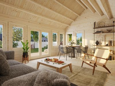 Chalet de jardin deux pentes Claudia 19,4 m2 en bois 44 mm au choix avec plancher