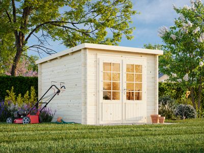 Abri de rangement toit plat Ella 6,9 m2 en bois 28 mm traité au choix