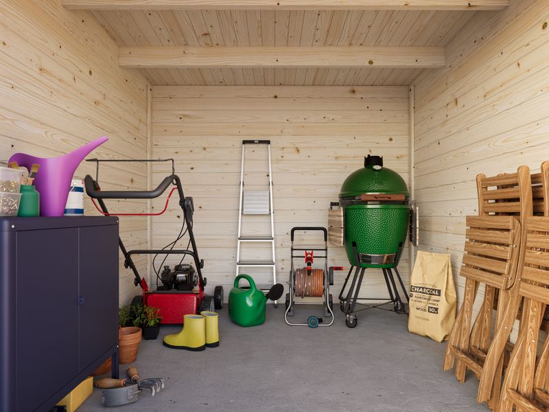 Abri de rangement toit plat Ella 6,9 m2 en bois 28 mm traité au choix