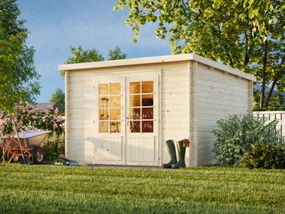 Abri de rangement toit plat Ella 8.7 m2 en bois 28 mm traité au choix