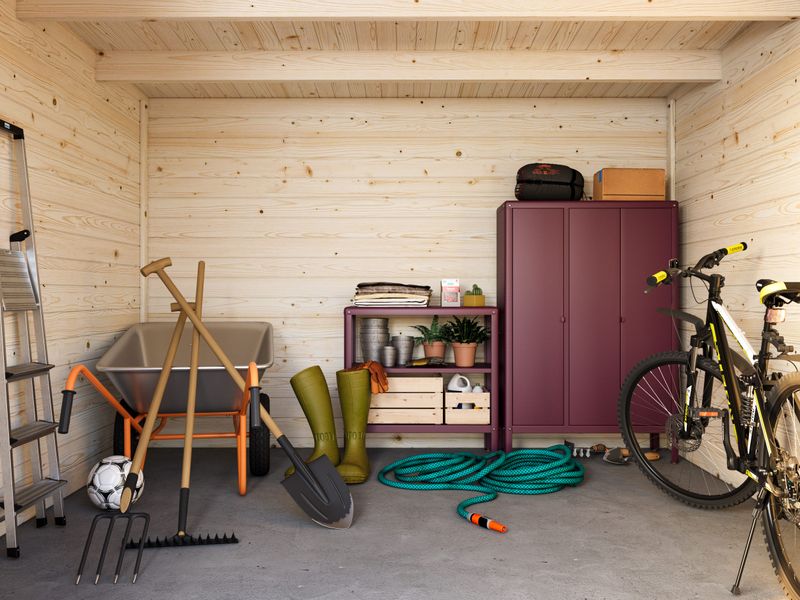 Abri de rangement toit plat Ella 8.7 m2 en bois 28 mm traité au choix
