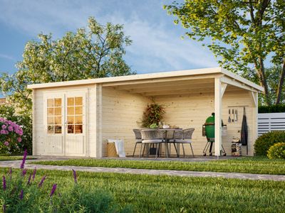 Abri de rangement toit plat Ella 6,9+10,0 m2 en bois 28 mm traité au choix