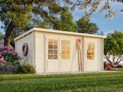 Abri de rangement toit plat Ella 13.1 m2 en bois 28 mm traité au choix