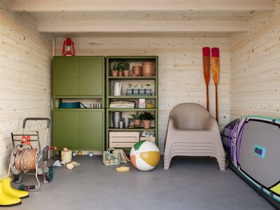 Abri de rangement toit plat Ella 13.1 m2 en bois 28 mm traité au choix