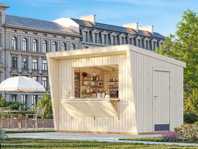 KIOSQUE  KIRA 7,7 m2 toit plat en bois traité au choix