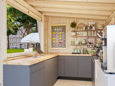 KIOSQUE  KIRA 7,7 m2 toit plat en bois traité au choix