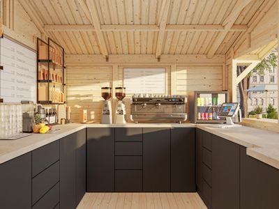 KIOSQUE  STELLA  8,2 m2 deux pentes en bois 16 mm traité au choix