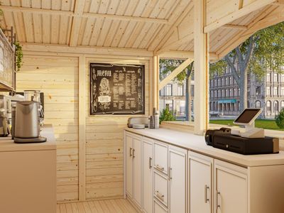 KIOSQUE STELLA  5,0 m2 deux pentes en bois 16 mm traité au choix