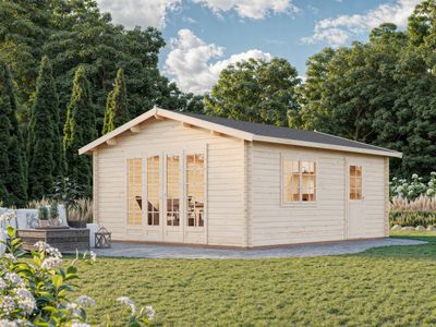 Chalet de jardin deux pentes Irene 23,9 m2 en bois 44 mm au choix avec plancher