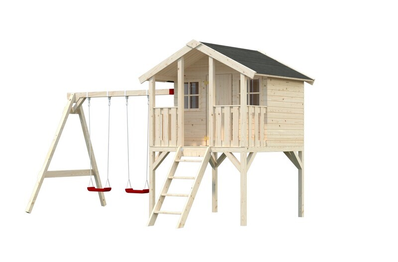 Aire de jeux Toby Balançoire accolable 241x208x215 cm en bois Naturel