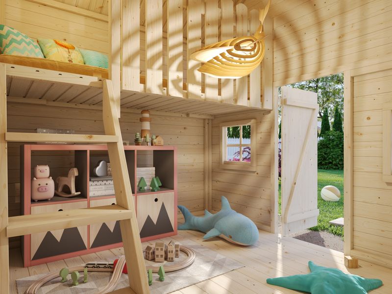 Cabane enfant en bois KIDS Tom 3,8 m2 traité au choix