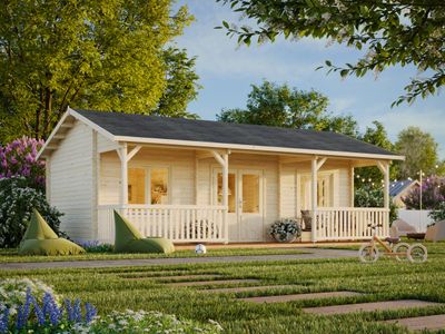 Chalet de loisirs Sandra 25,6+11,1 m2 en bois 44 mm Naturel