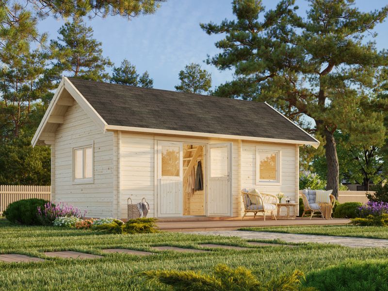 Chalet de loisirs Sandra 29.9 m2 en bois 44 mm Naturel