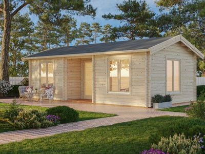 Chalet de jardin à double pente ANNA 26,8+1,9 m2 en bois 70 mm Naturel