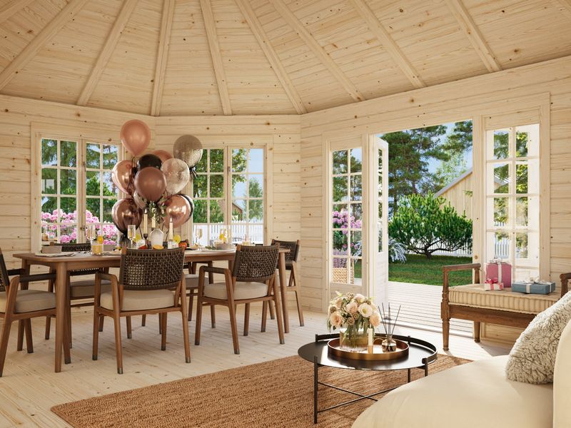 Pavillon de jardin HANNA 20,3 m2 en bois 44 mm traité au choix