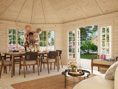 Pavillon de jardin HANNA 20,3 m2 en bois 44 mm traité au choix