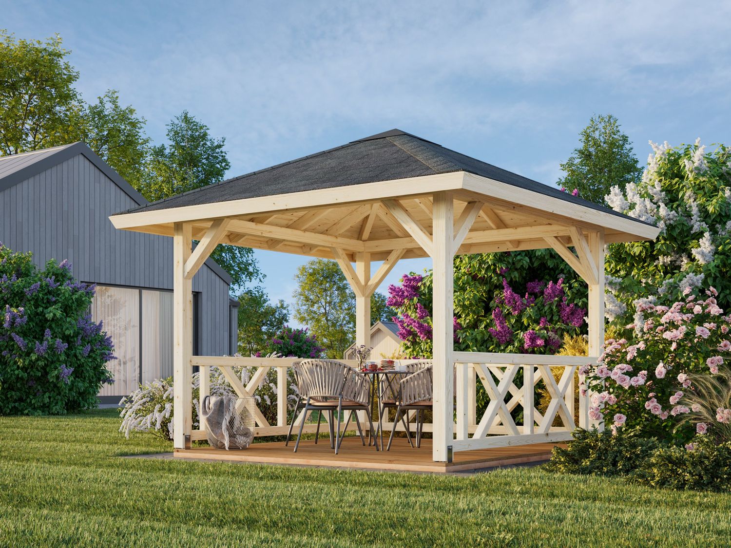 Pergola BETTY 9,0 m2 en bois traité au choix