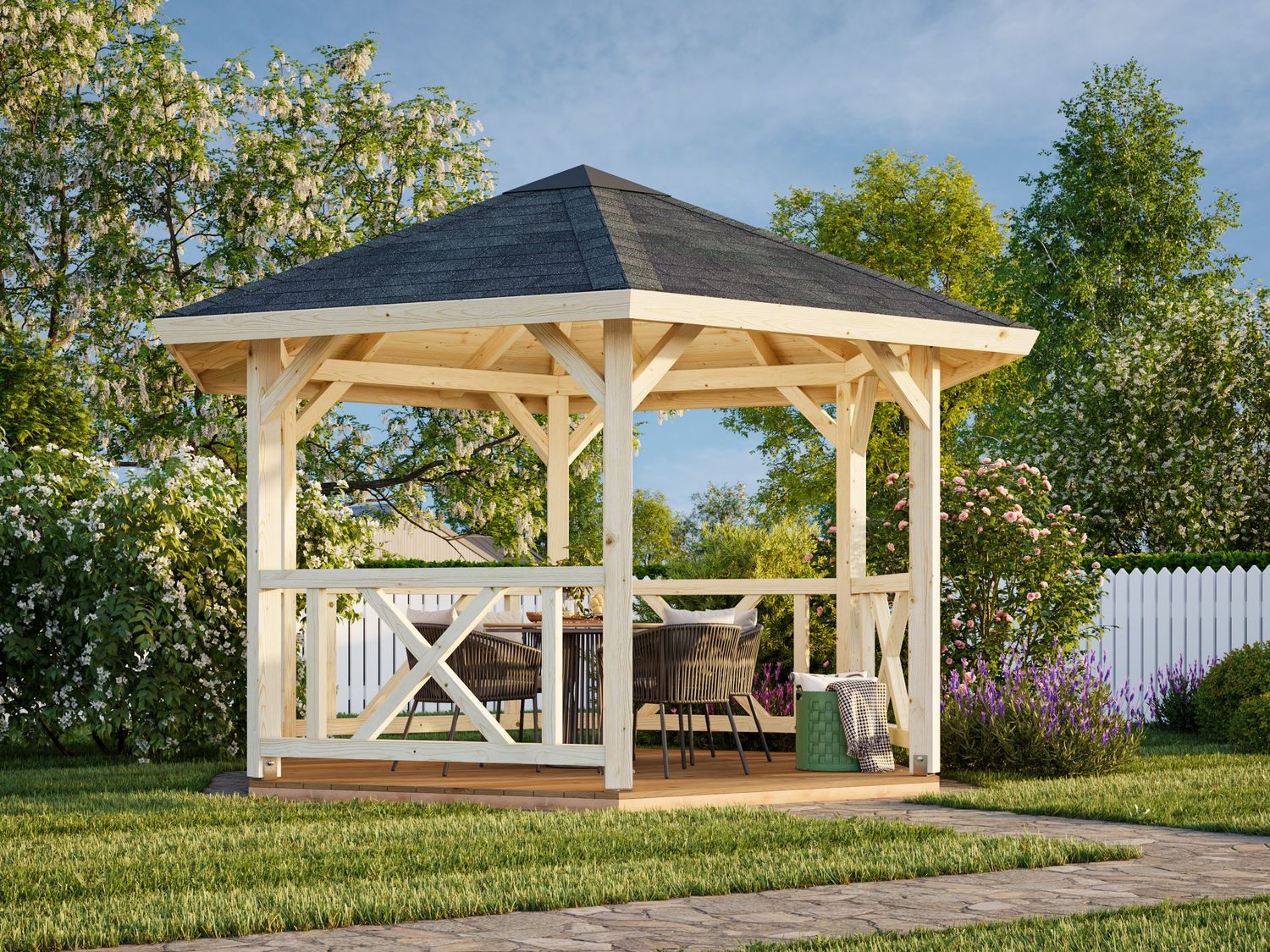 Pavillon de jardin Betty 9,9 m2 en bois au choix
