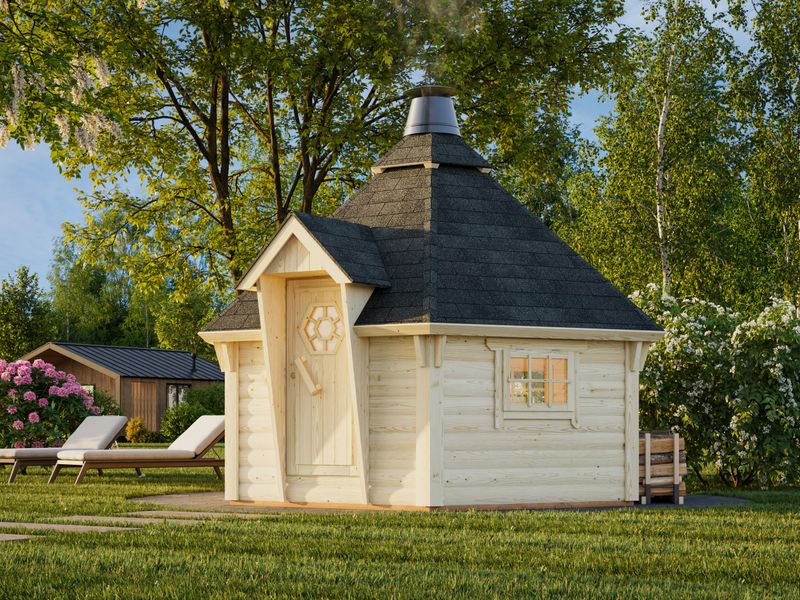 GRILL FINLANDAIS Eva 8,7 m2 en bois 44 mm  au choix