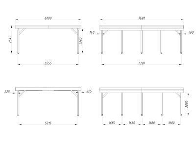 Carport toit plat KARL 40,6 m2 en bois traité au choix